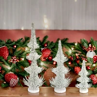 Slickblue Frosted Bottle Brush Holiday Tree (Set of 3)