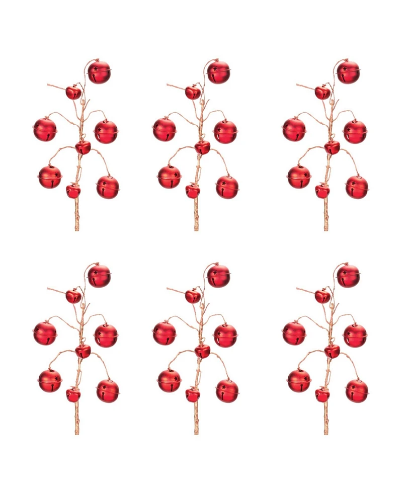 Slickblue Set of 6 Red Sleigh Bell Sprays for Festive Decorations