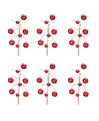 Slickblue Set of 6 Red Sleigh Bell Sprays for Festive Decorations