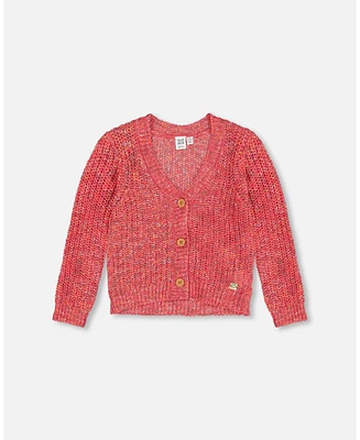 Deux par Big Girls Knit Cardigan Magenta