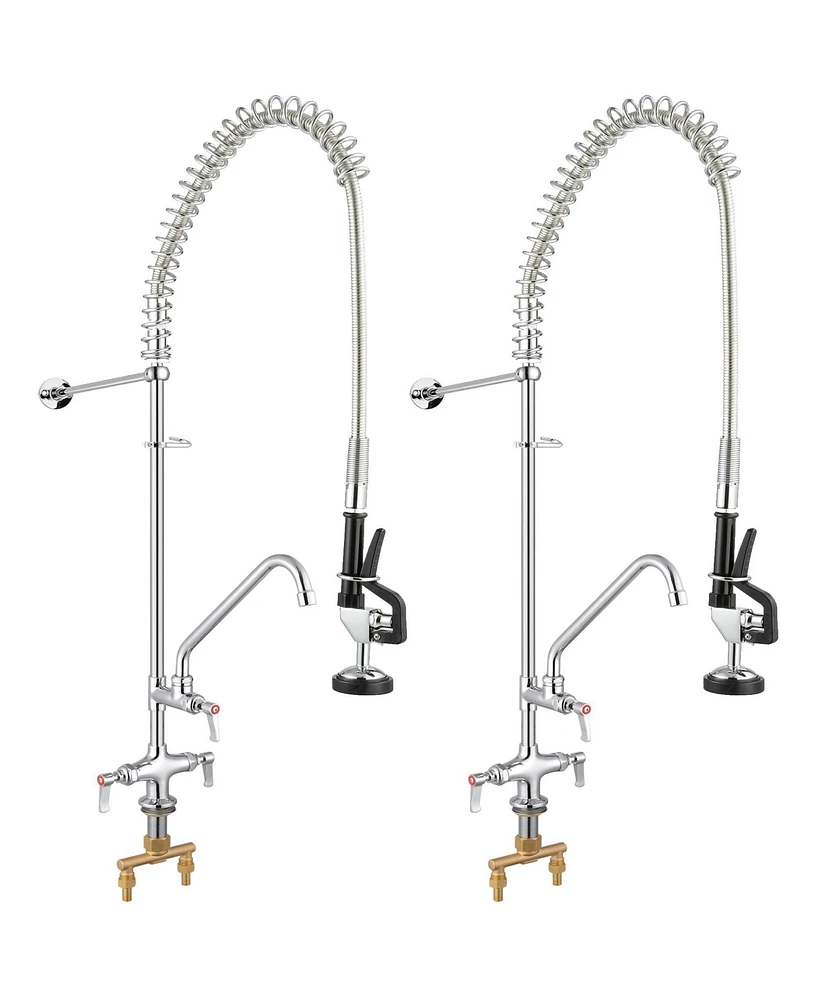 Aquaterior Wall Mount Commercial Faucet w/ Pre-Rinse Pull Down Sprayer 2 Pack