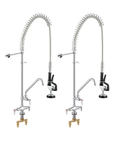 Aquaterior Wall Mount Commercial Faucet w/ Pre-Rinse Pull Down Sprayer 2 Pack