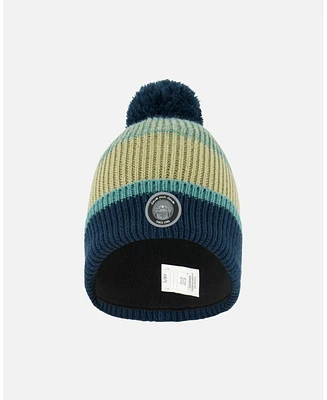 Deux par Deux Boy Knit Hat Blue, Green And Gray - Toddler|Child