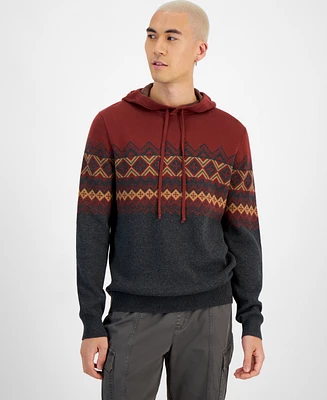 Sun + Stone Men's Fair Isle Pullover Hoodie Sweater, Created for Macy's