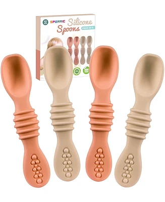 Silicone Baby Spoons for Led Weaning 4-Pack, First Stage Feeding Spoon Set Gum Friendly Bpa Lead Phthalate and Plastic Free