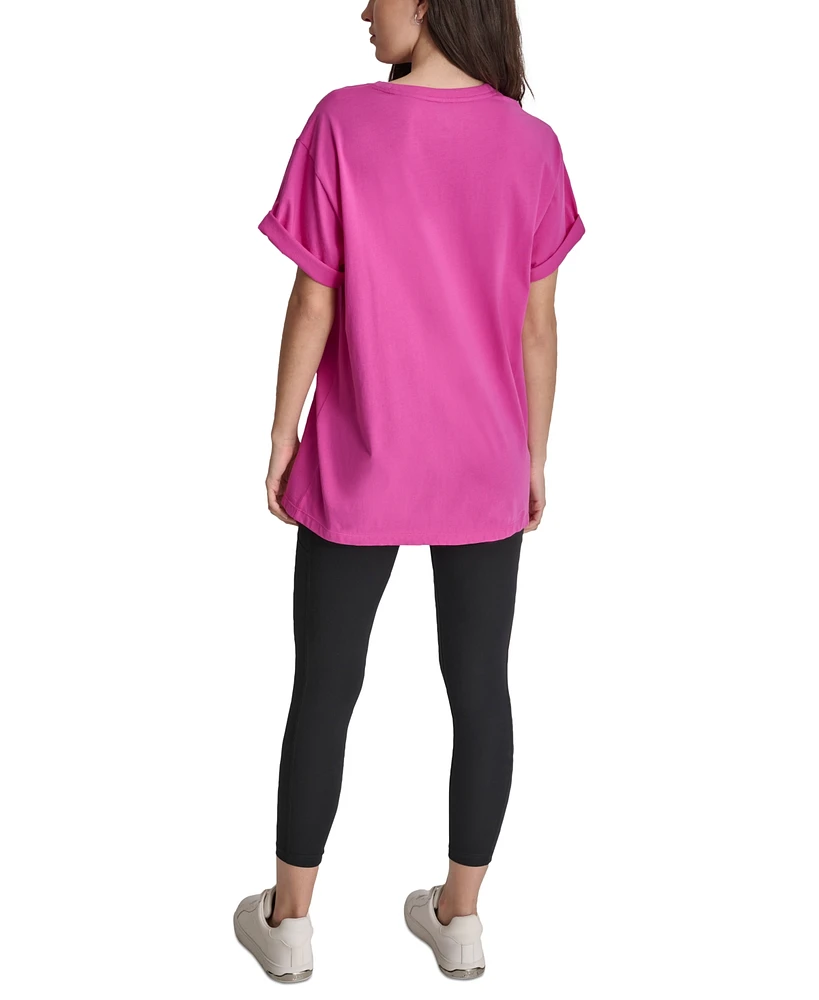Dkny Sport Women's Varsity Satin Logo T-Shirt