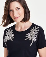 I.n.c. International Concepts Women's Embellished Short-Sleeve Top, Created for Macy's