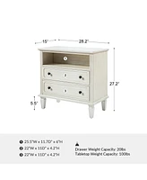 Hulala Home Kamilo Transitional 2-Drawer Solid Wood Nightstand