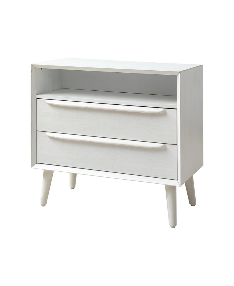 Hulala Home Kay Mid-century Modern 2 - Drawer Nightstand with Built-In Outlets
