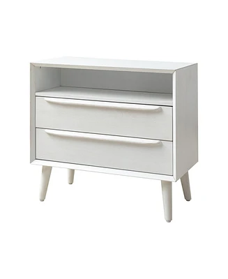 Hulala Home Kay Mid-century Modern 2 - Drawer Nightstand with Built-In Outlets
