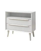 Hulala Home Kay Mid-century Modern 2 - Drawer Nightstand with Built-In Outlets