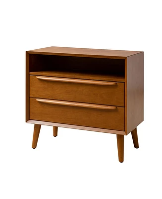 Hulala Home Kay Mid-century Modern 2 - Drawer Nightstand with Built-In Outlets