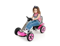 Slickblue Pedal Powered 4-Wheel Toy Car with Adjustable Steering Wheel and Seat