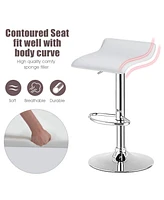 Sugift Set of 2 Modern Design Adjustable Pu Leather Backless Bar Stools