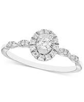 Diamond Halo Engagement Ring (1/4 ct. t.w.) in 14k White Gold