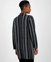 Kasper Women's Striped Faux-Button Cardigan