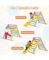 Slickblue Kids Climbing Triangle Set with Adjustable and Reversible Ramp-Multicolor