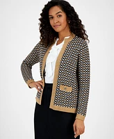 Kasper Women's Textured Contrast-Trim Cardigan