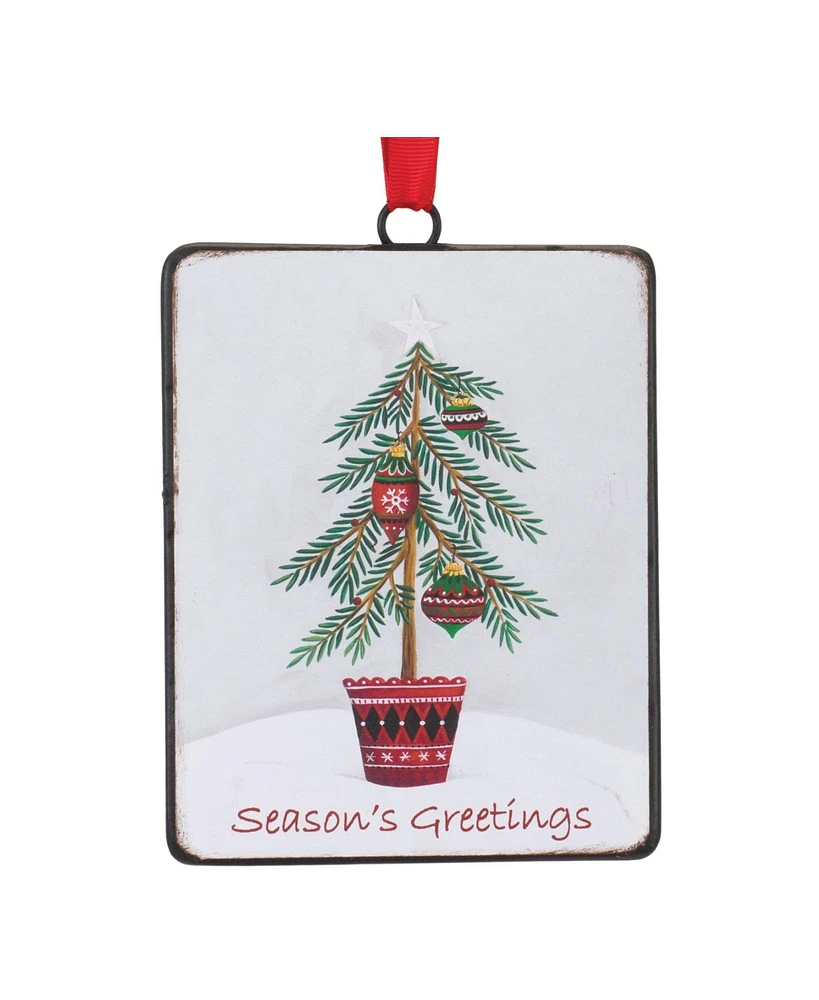 Slickblue Seasons Greetings Pine Tree Ornament (Set of 12)