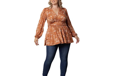 Kiyonna Plus Leah Long Sleeve Tunic Top