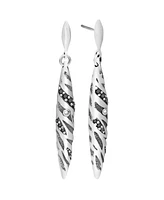 Devata Black Spinel & Bali Tiger Stud Earrings in Sterling Silver