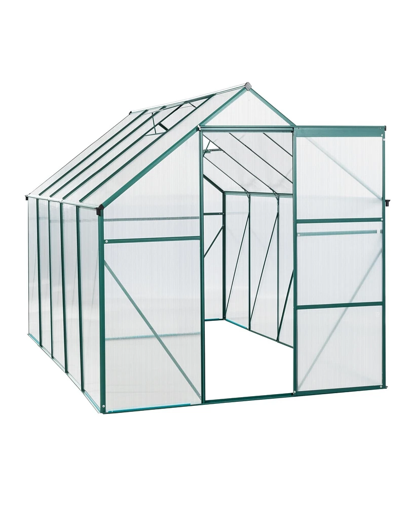 Mondawe 6X10FT Polycarbonate Greenhouse Raised Base and Anchor Aluminum