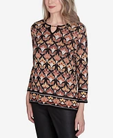 Alfred Dunner Women's Rue Rivoli Cozy Beaded Split Neck Top