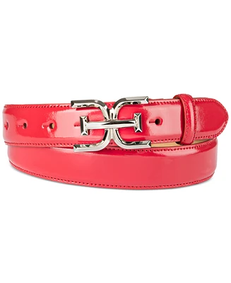 Sam Edelman Double-e Plaque Buckle Crocodile Textured Belt