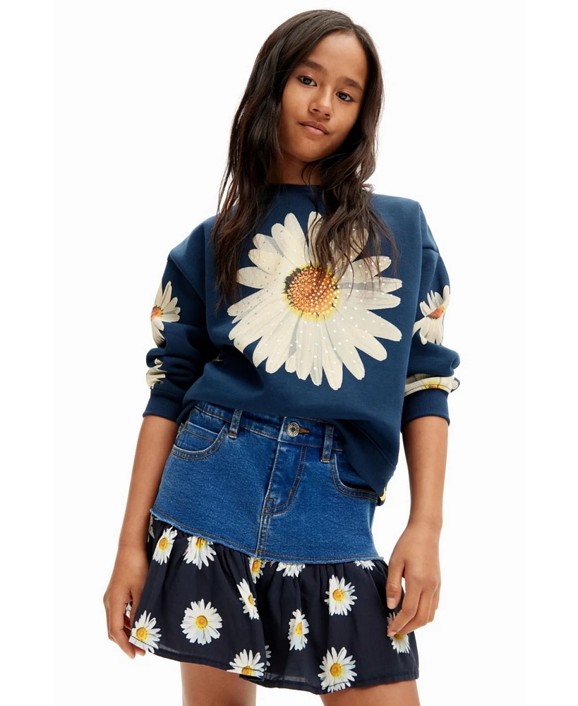 Desigual Girls Girls's Daisy ruffle denim mini skirt