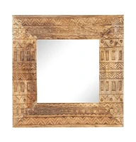 vidaXL Hand-Carved Mirror 19.7"x19.7"x1" Solid Mango Wood