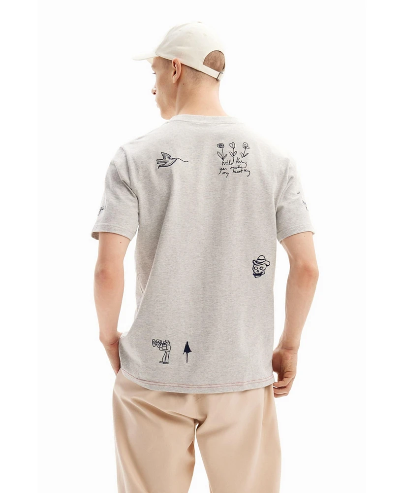 Desigual Men's Embroidered illustration T-shirt