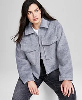 And Now This Women's Collared Zip-Front Shacket, Created for Macy's