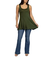 24seven Comfort Apparel Women's Scoop Neck Sleeveless Tunic Top