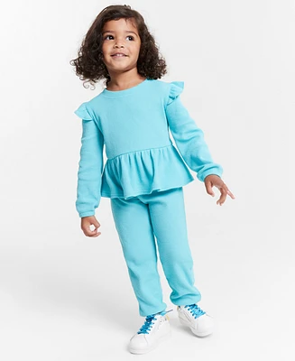 Epic Threads Toddler Girls Waffle Peplum Top & Pants, 2 Piece Set, Created for Macy's