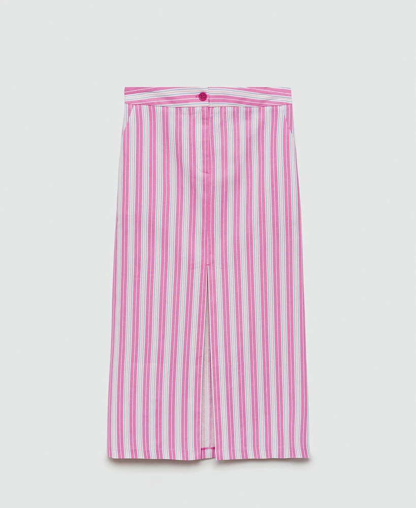 Mango Women's Slit Striped Skirt