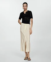 Mango Women's Slit Detail Linen Skirt