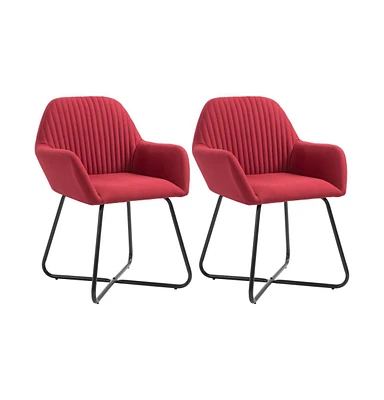 vidaXL Dining Chairs 2 pcs Wine Red Fabric