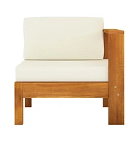 vidaXL Middle Sofa with 1 Armrest Cream White Solid Acacia Wood