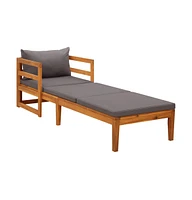 vidaXL Sun Lounger with Dark Gray Cushions Solid Acacia Wood