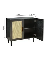 Modern Sideboard Cabinet with Unique Rattan Doors