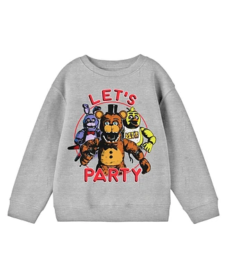 Bioworld Boys Five Nights at Freddy's Let's Party Heather Grey Long Sleeve Shirt
