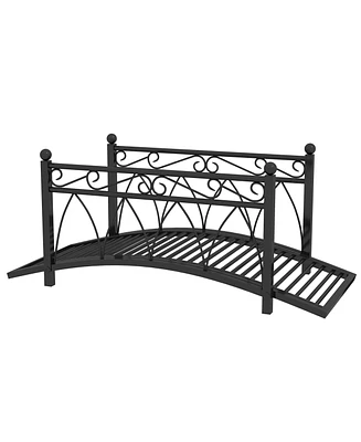 Outsunny 3.3' Metal Arch Zen Garden Bridg with Safety Siderails,