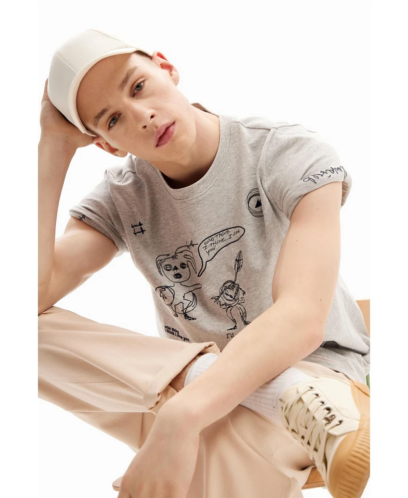 Desigual Men's Embroidered illustration T-shirt
