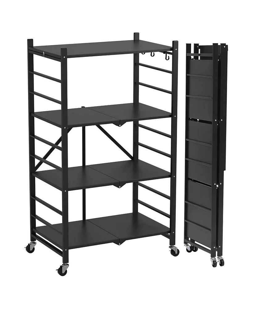 Sugift 4-Tier Foldable Storage Shelves, Metal Shelving Units, Storage Rack, Black