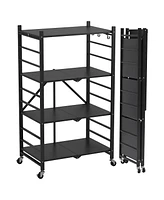 Sugift 4-Tier Foldable Storage Shelves, Metal Shelving Units, Storage Rack, Black