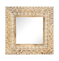 vidaXL Hand-Carved Mirror 19.7"x19.7"x1" Solid Mango Wood