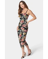 Bebe Women's Floral Tube Mesh Dress