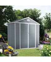 Mondawe 8x6ft Resin Outdoor Storage Shed Kit-Perfect to Store Patio Furniture,Grey