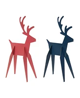 Slickblue Modern Metal Deer Figurines: Set of 6 Contemporary Decor Pieces