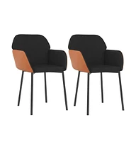 vidaXL Dining Chairs 2 pcs Black Fabric and Faux Leather